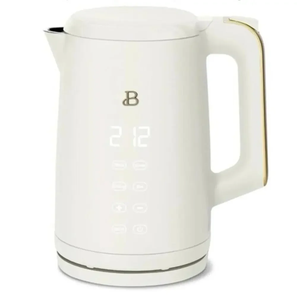Beautiful 1.7-Liter Electric Kettle Double-Wall Stainless Steel, (White Icing)